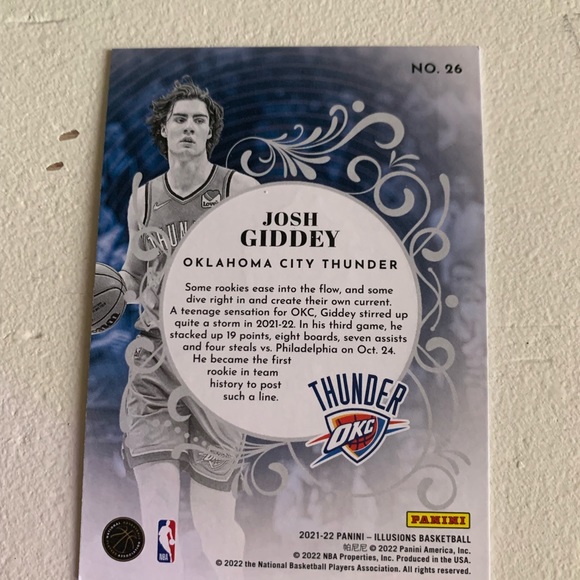 2021-22 Josh Giddy King of Cards Rookie Card Panini Illusions - Picture 2 of 3